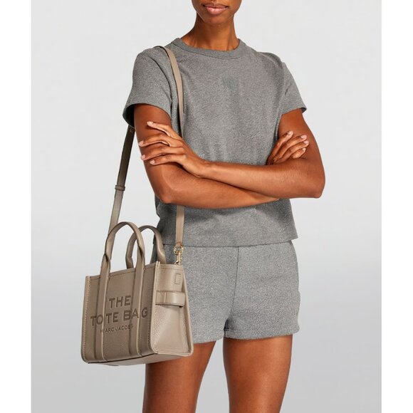 Marc Jacobs Women's The Leather Small Tote Handbag Cement Gray OS - Picture 3 of 16